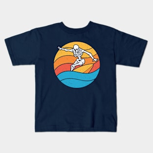 Summer Skeleton Surfing Kids T-Shirt